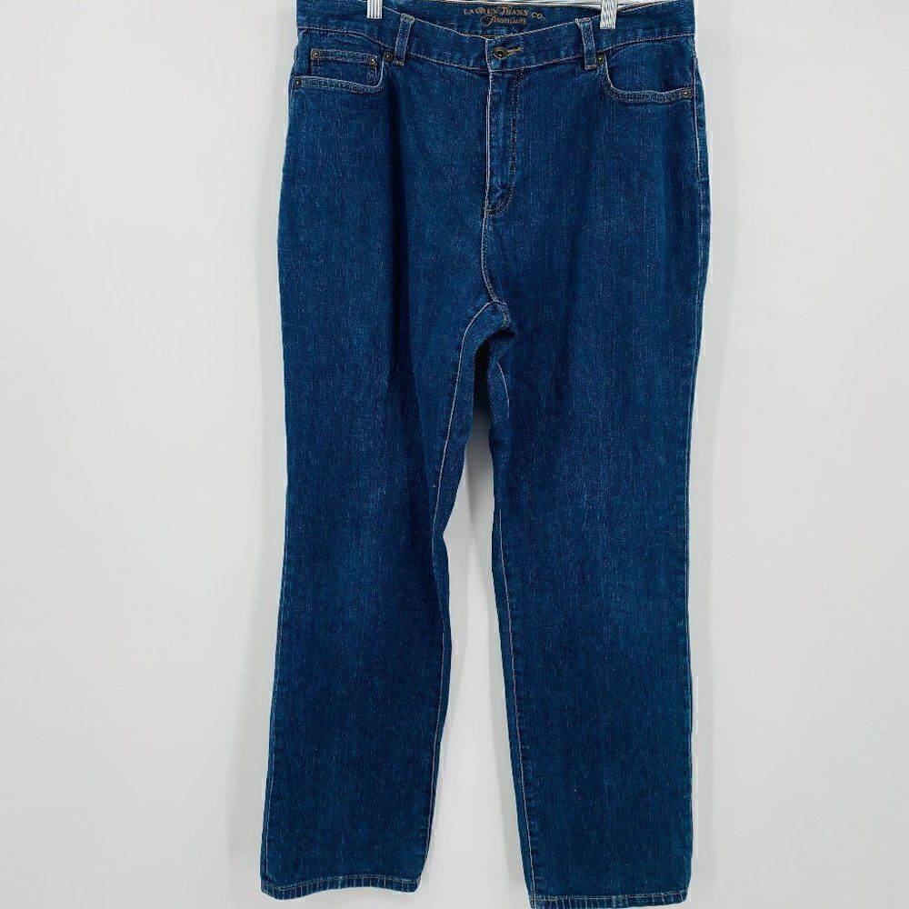 Lauren Jeans Co Size 14 Medium Wash High Rise Slim Straight Jeans